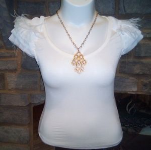 @FOR YOU 💥New white feather top, gorgeous 💥 AND BLCK